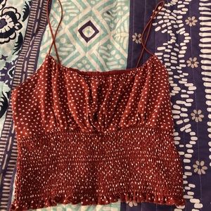 Red Floral Tank Top Crop Top Spaghetti Strap Shirt